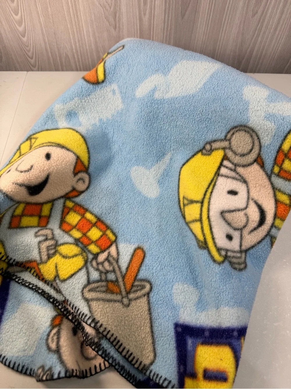Bob the Builder Fleece Throw Blanket Y2K Vintage Kids Cartoon Bedding 40x50